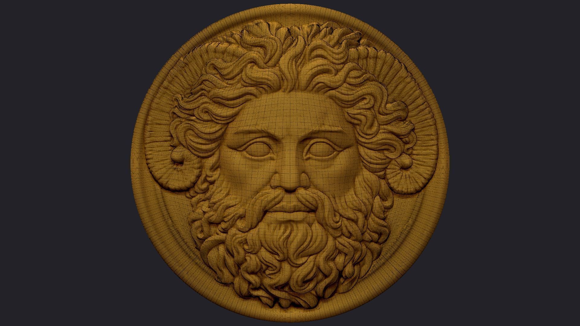 Roman Greek Zeus Sculptural wall relief plaque 3D print model_16