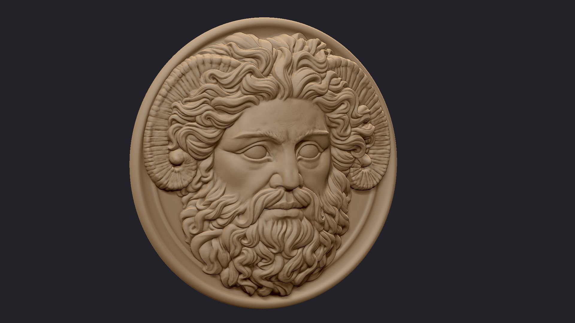 Roman Greek Zeus Sculptural wall relief plaque 3D print model_9