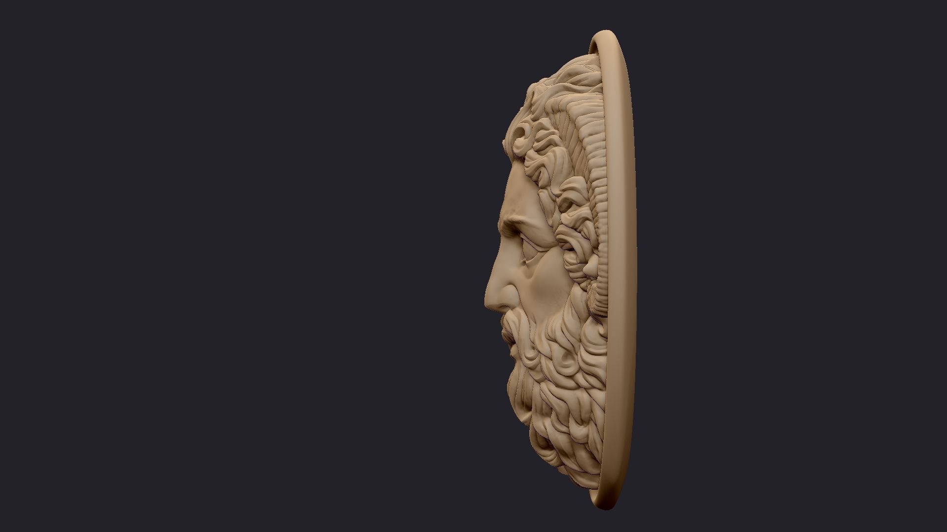 Roman Greek Zeus Sculptural wall relief plaque 3D print model_6
