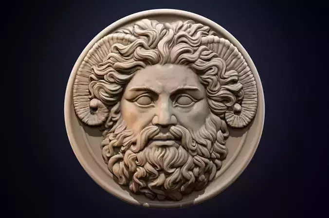 Roman Greek Zeus Sculptural wall relief plaque 3D print model