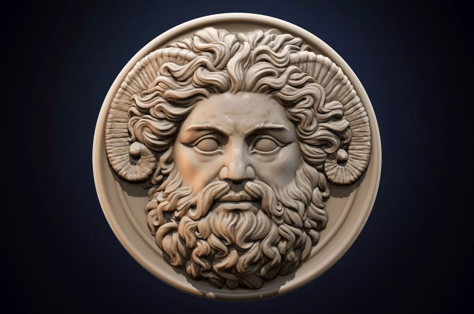 Roman Greek Zeus Sculptural wall relief plaque 3D print model_0