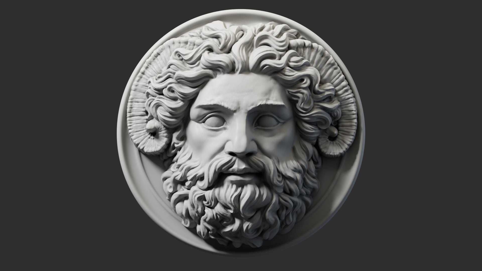Roman Greek Zeus Sculptural wall relief plaque 3D print model_33