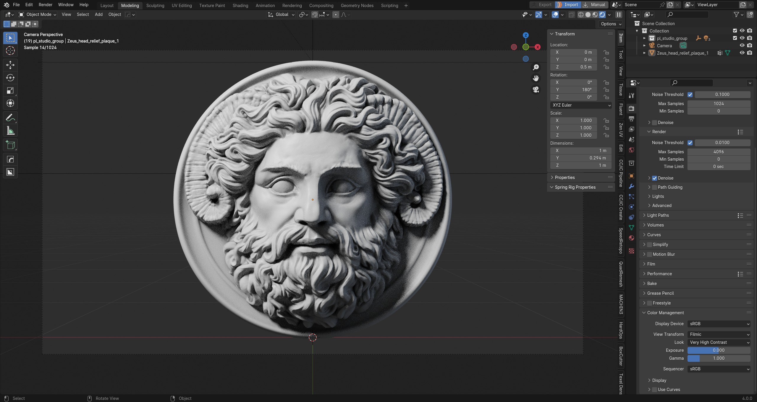 Roman Greek Zeus Sculptural wall relief plaque 3D print model_18