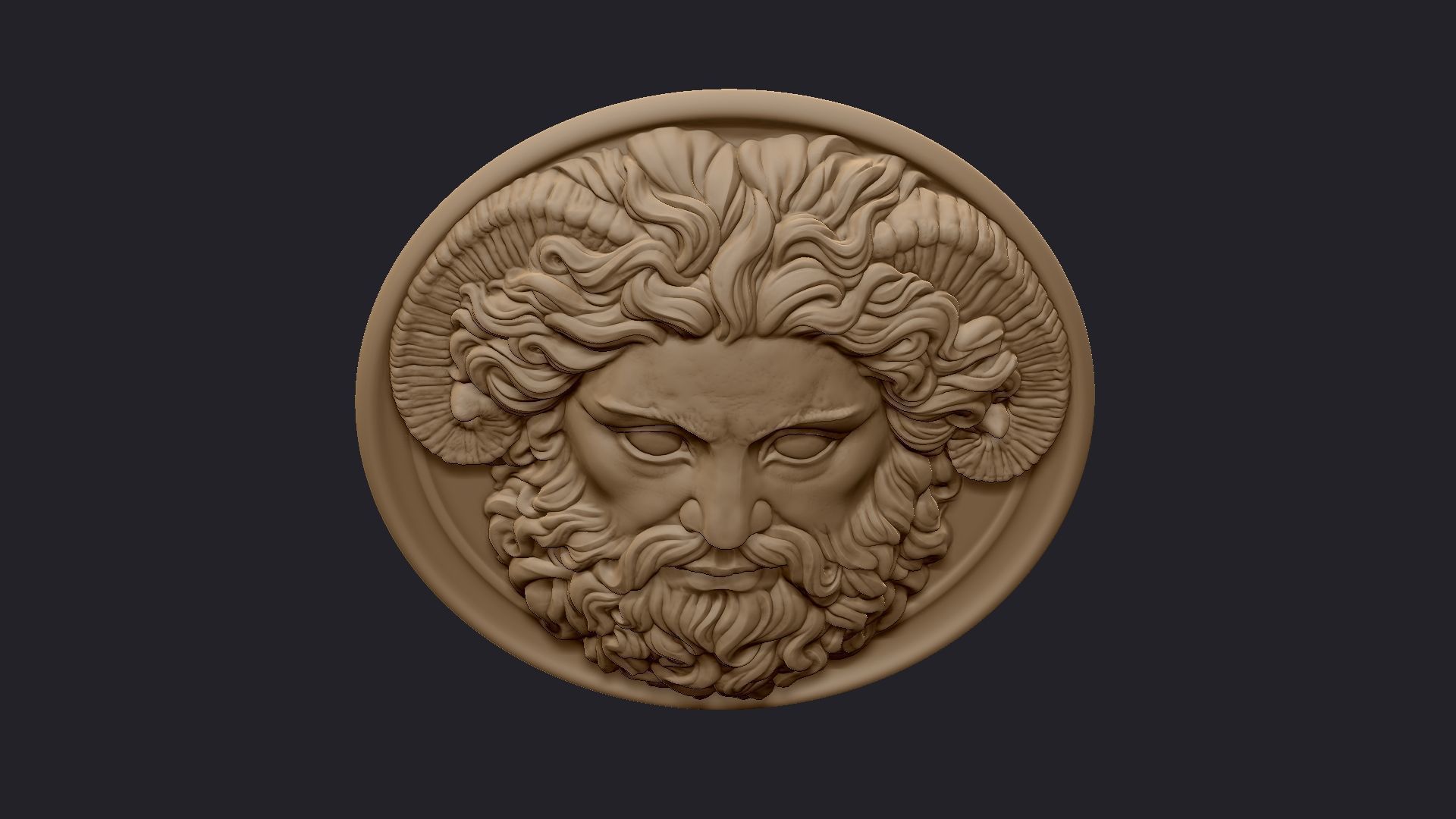 Roman Greek Zeus Sculptural wall relief plaque 3D print model_11