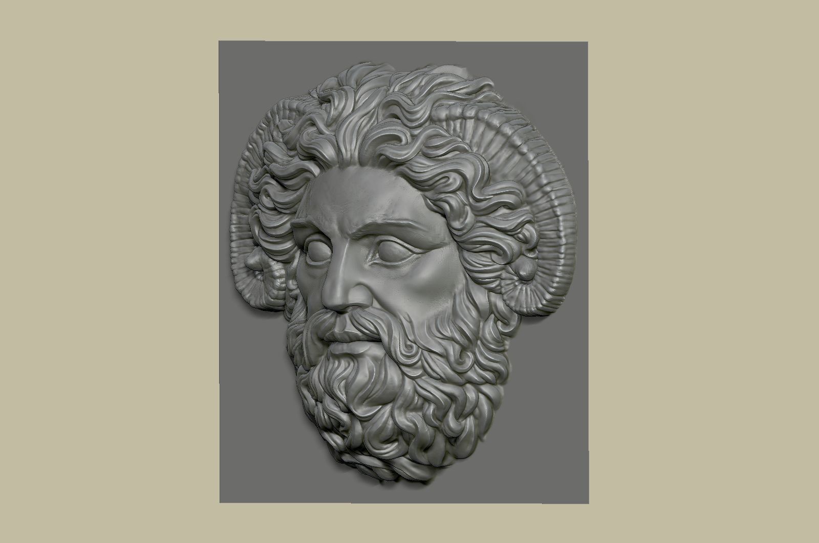 Roman Greek Zeus Sculptural wall relief plaque 3D print model_27
