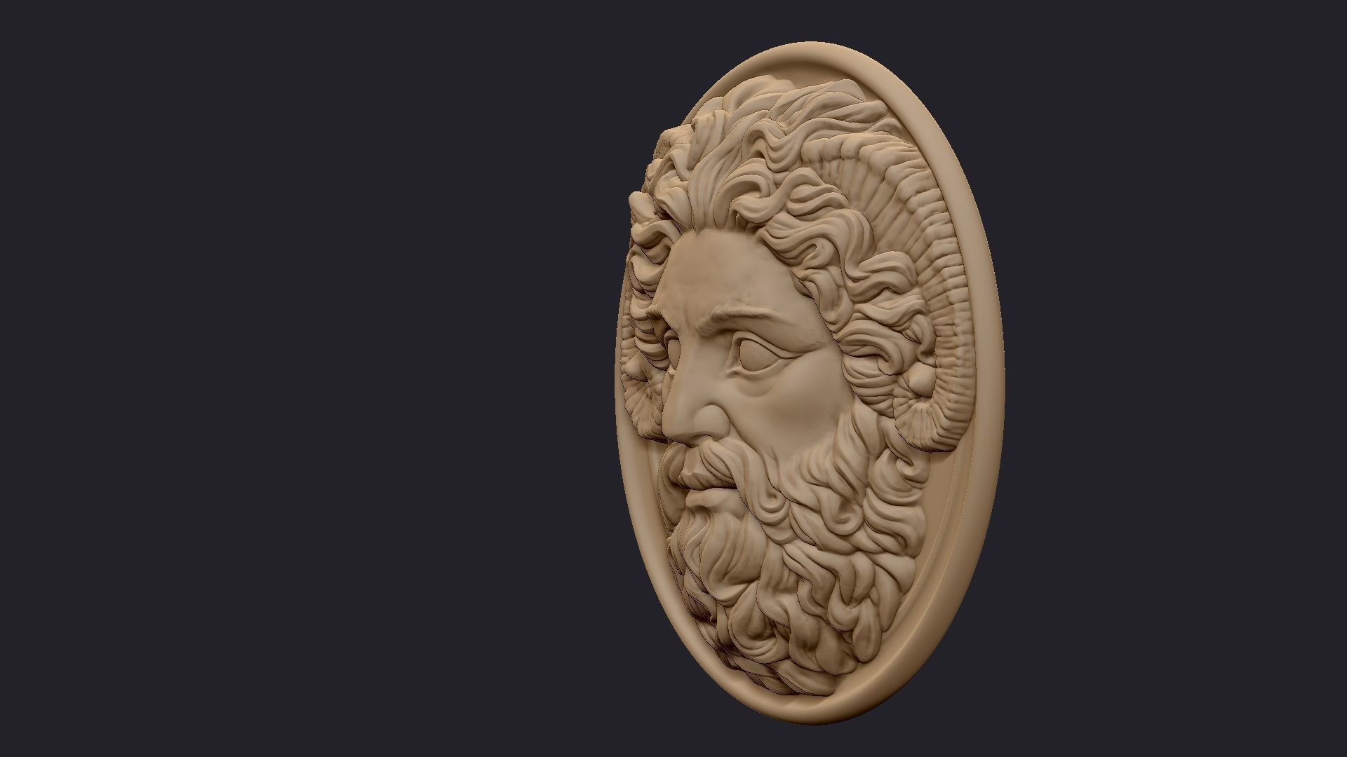 Roman Greek Zeus Sculptural wall relief plaque 3D print model_5