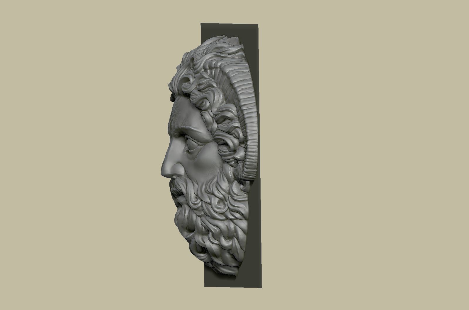 Roman Greek Zeus Sculptural wall relief plaque 3D print model_28