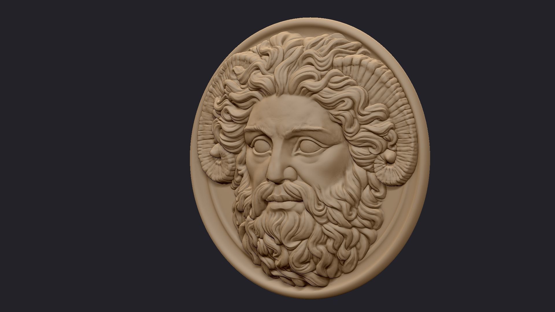 Roman Greek Zeus Sculptural wall relief plaque 3D print model_4