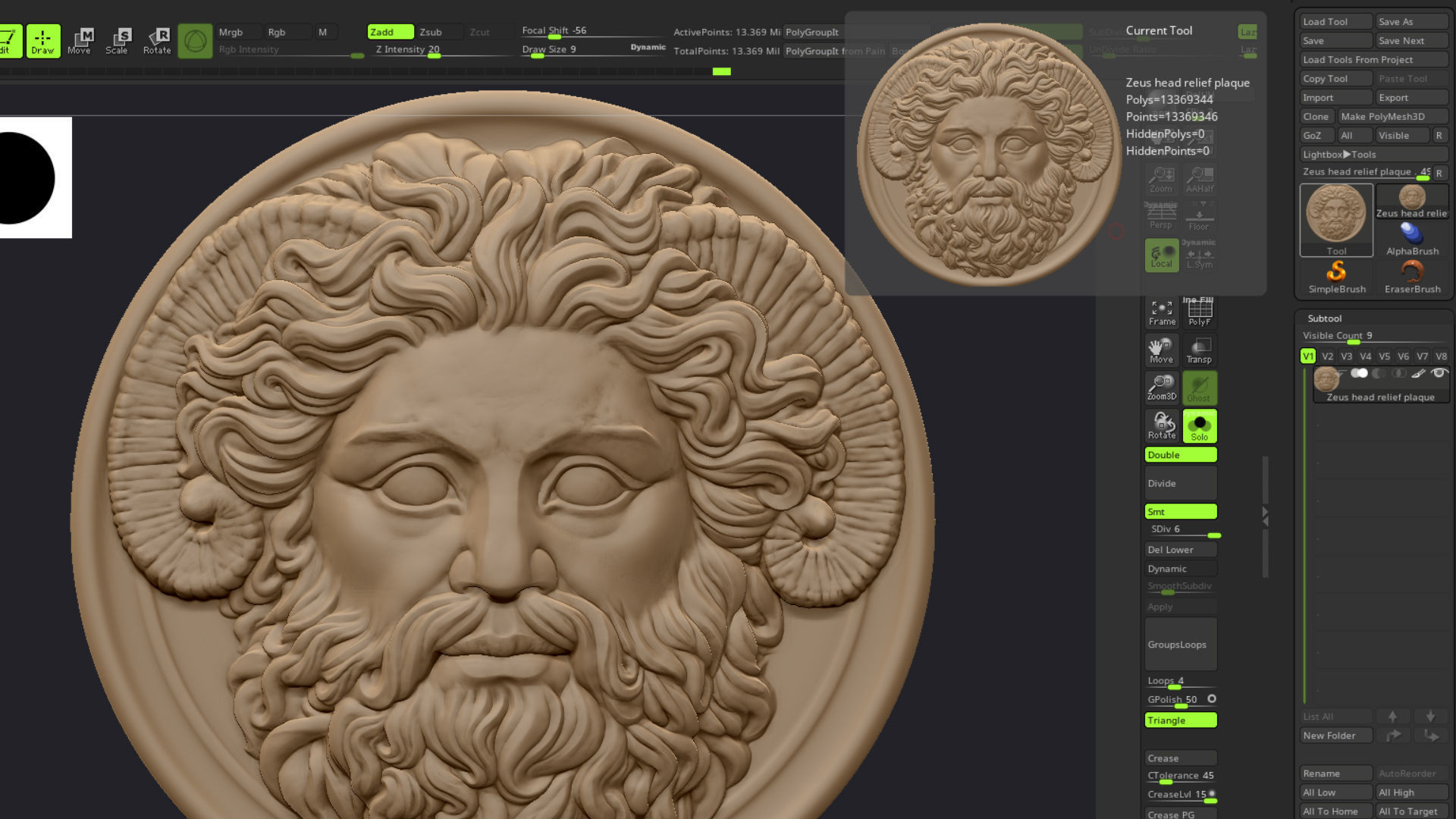 Roman Greek Zeus Sculptural wall relief plaque 3D print model_13
