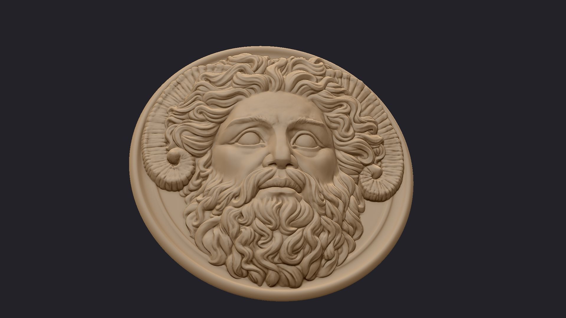 Roman Greek Zeus Sculptural wall relief plaque 3D print model_10
