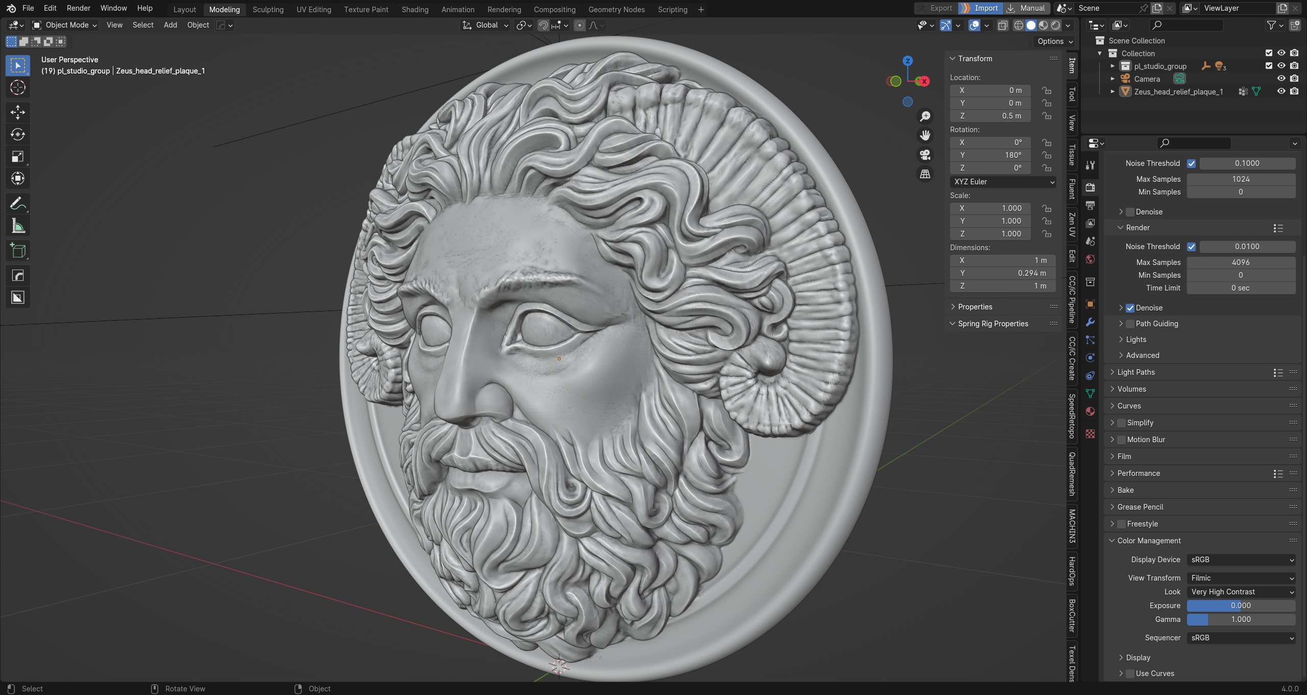 Roman Greek Zeus Sculptural wall relief plaque 3D print model_20