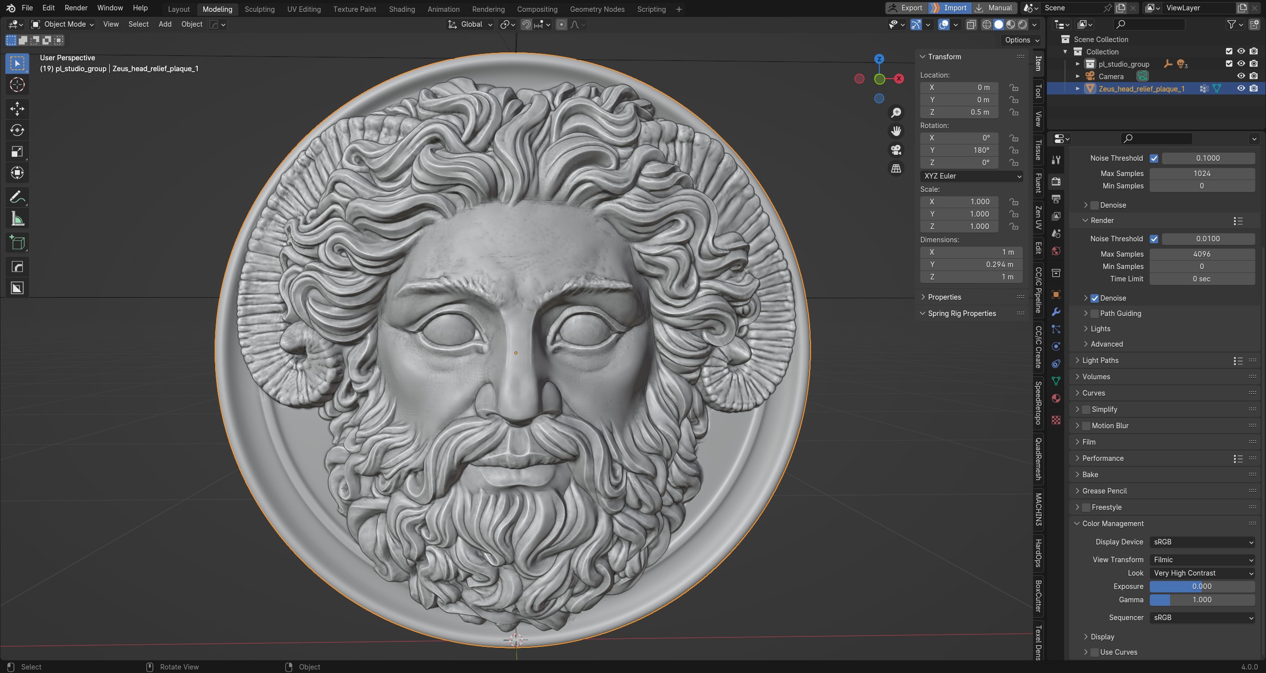 Roman Greek Zeus Sculptural wall relief plaque 3D print model_19