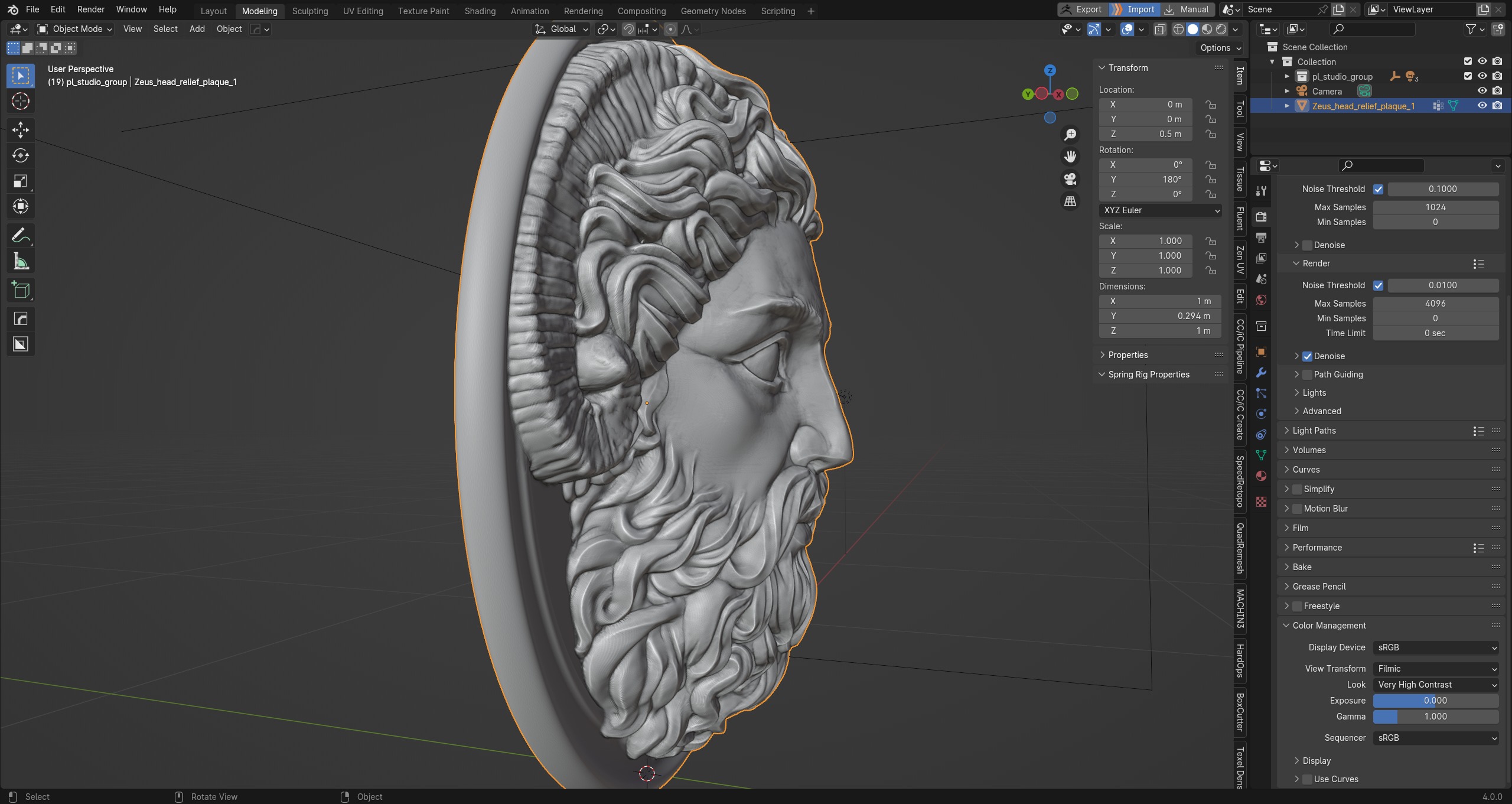 Roman Greek Zeus Sculptural wall relief plaque 3D print model_22