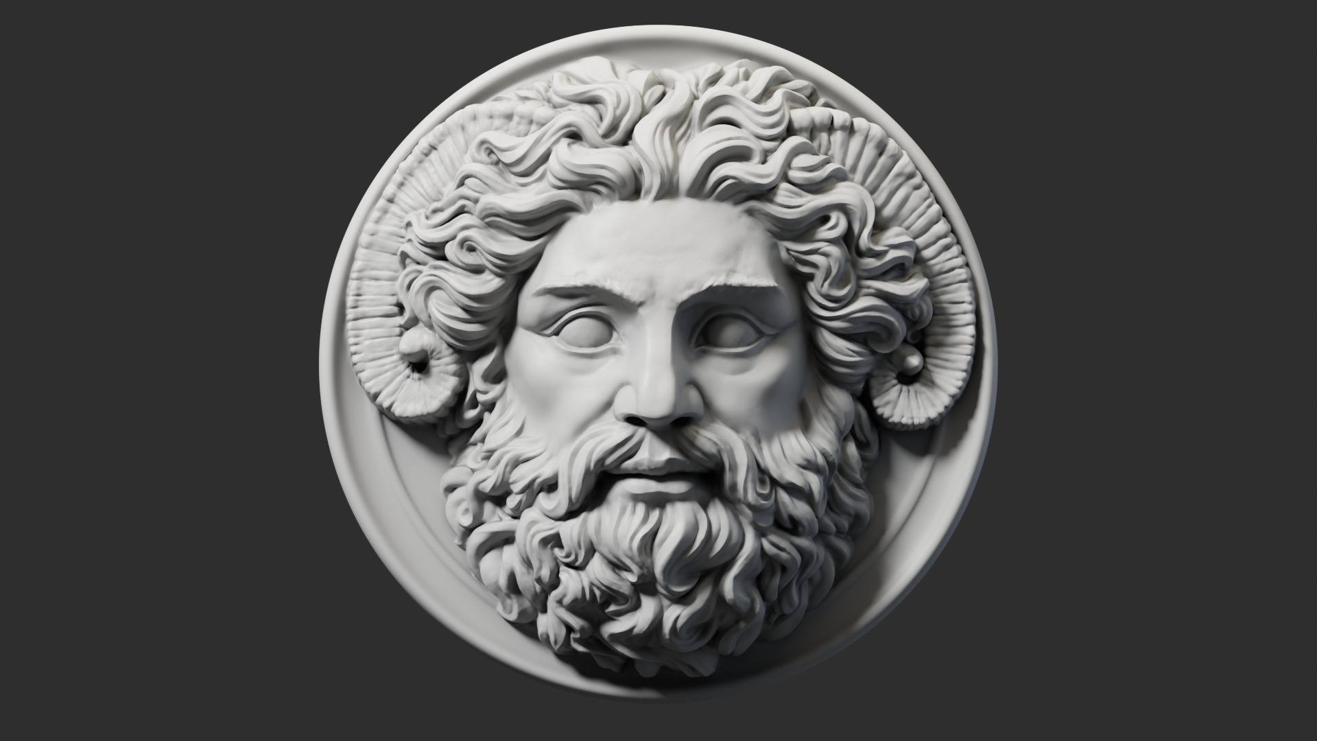 Roman Greek Zeus Sculptural wall relief plaque 3D print model_1