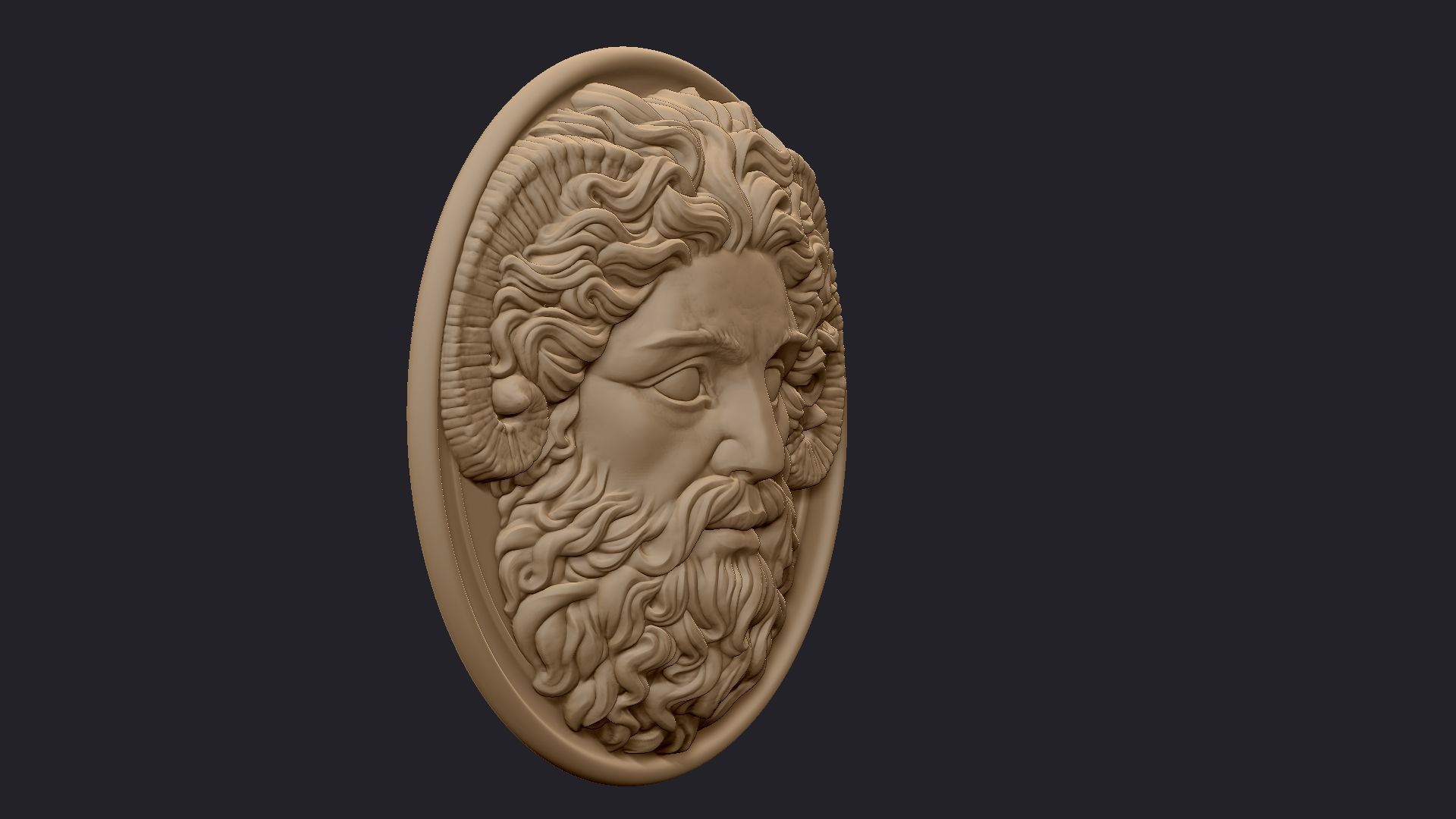Roman Greek Zeus Sculptural wall relief plaque 3D print model_8