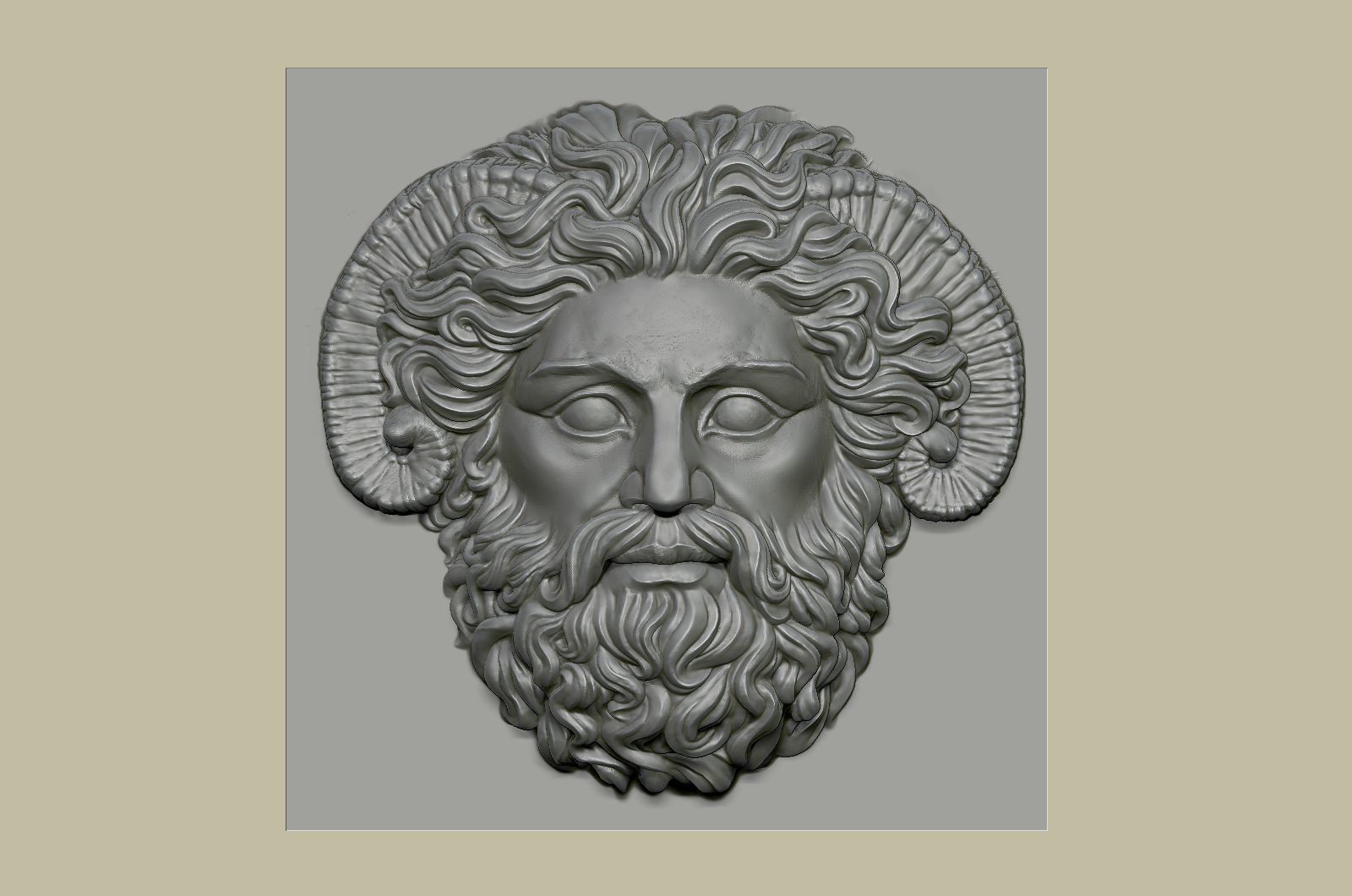 Roman Greek Zeus Sculptural wall relief plaque 3D print model_29