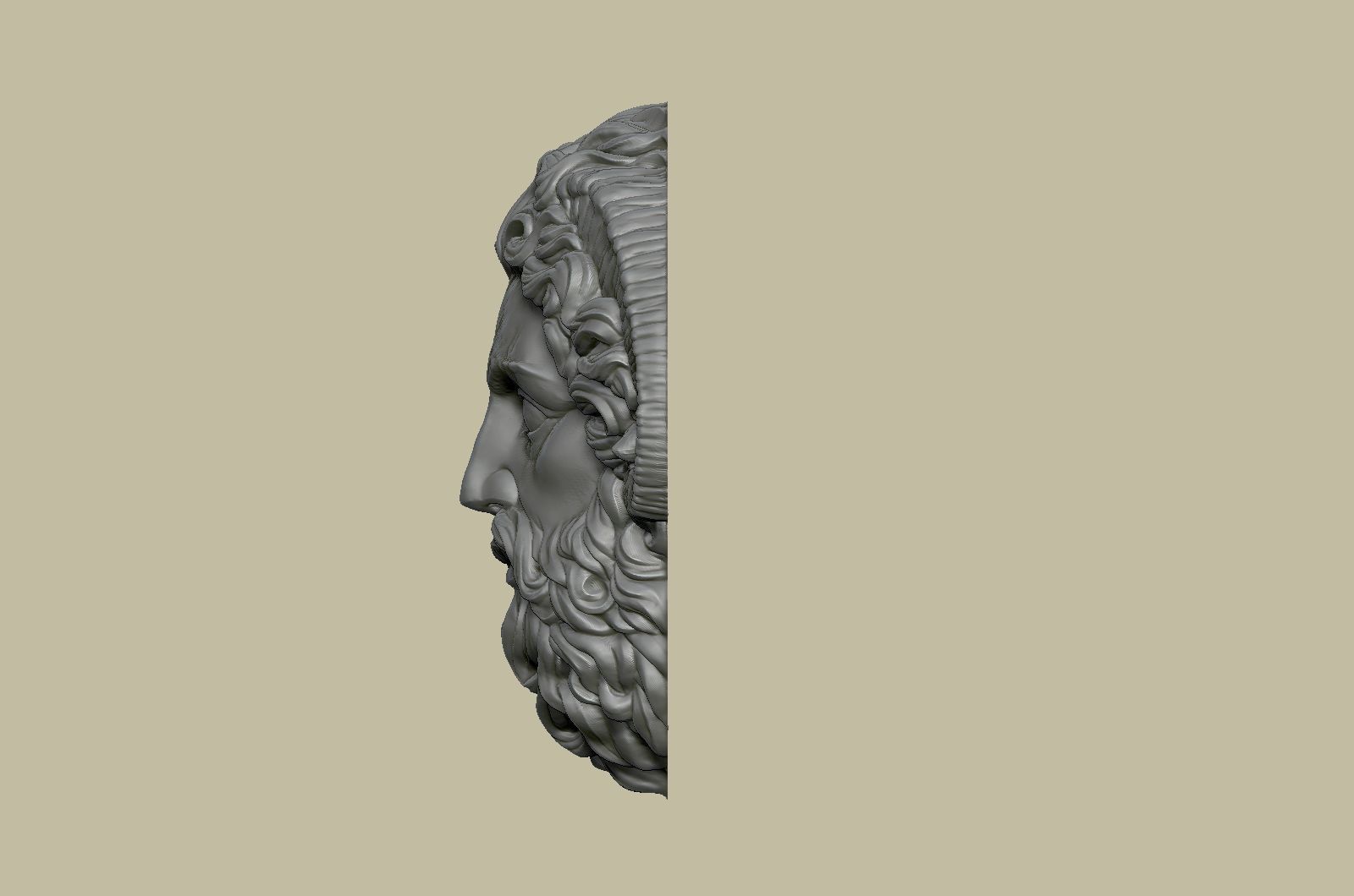 Roman Greek Zeus Sculptural wall relief plaque 3D print model_32