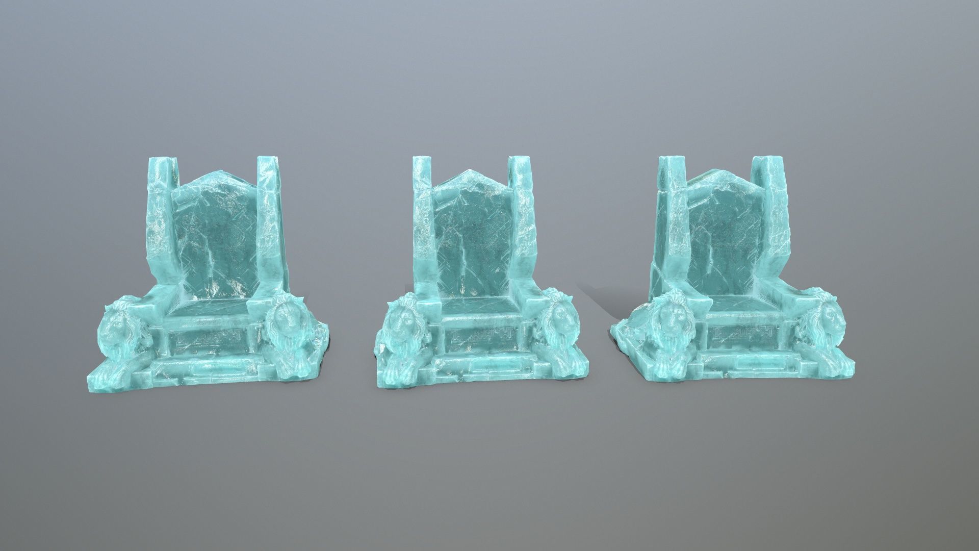 Ice Lion Throne Low-poly 3D model_13