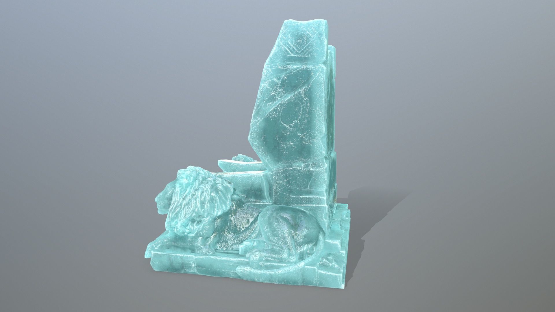 Ice Lion Throne Low-poly 3D model_4