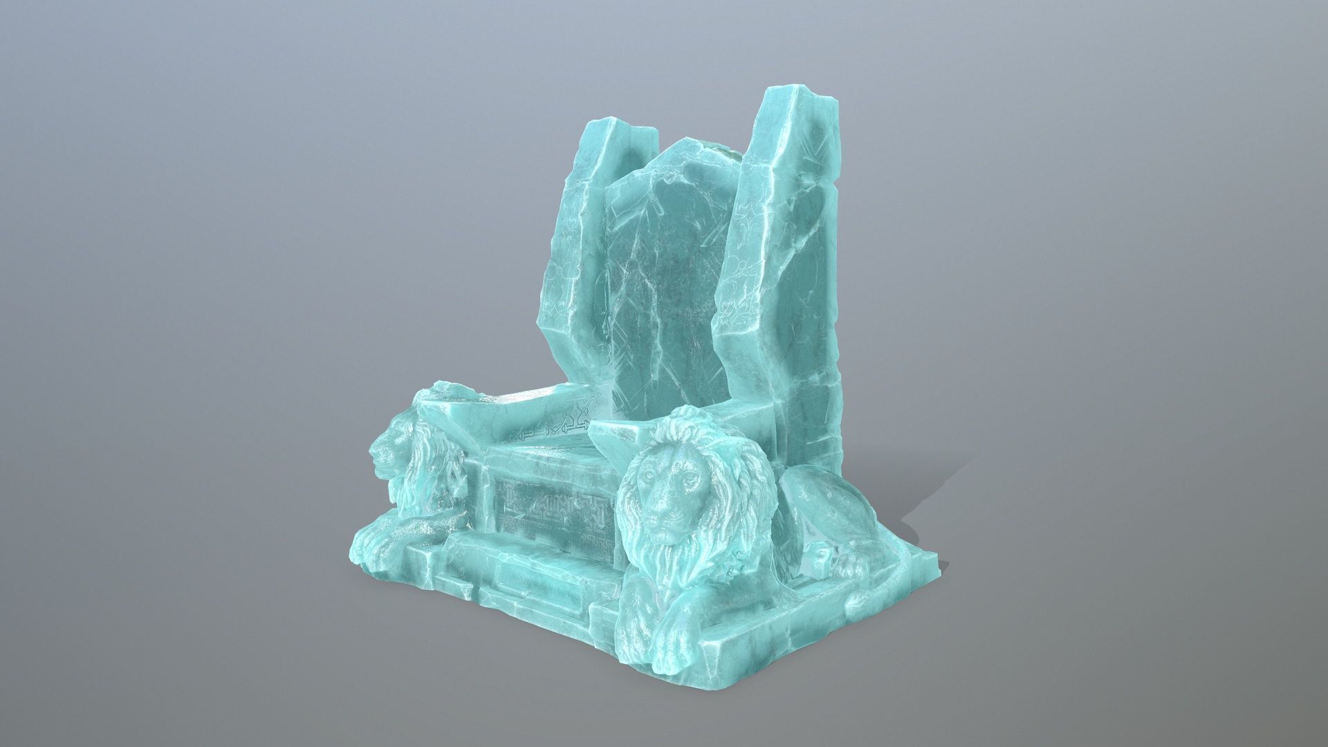 Ice Lion Throne Low-poly 3D model_2