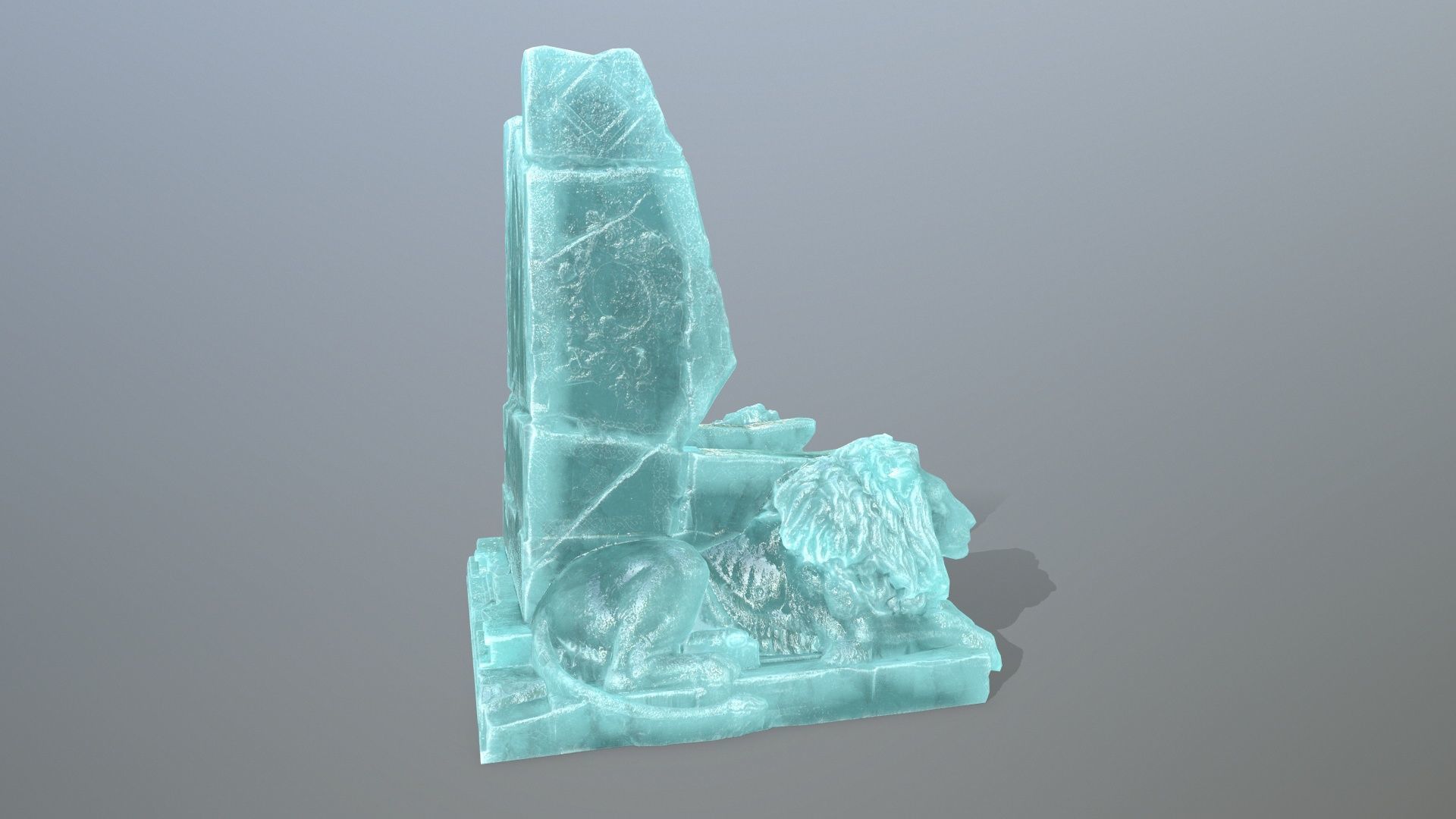 Ice Lion Throne Low-poly 3D model_8
