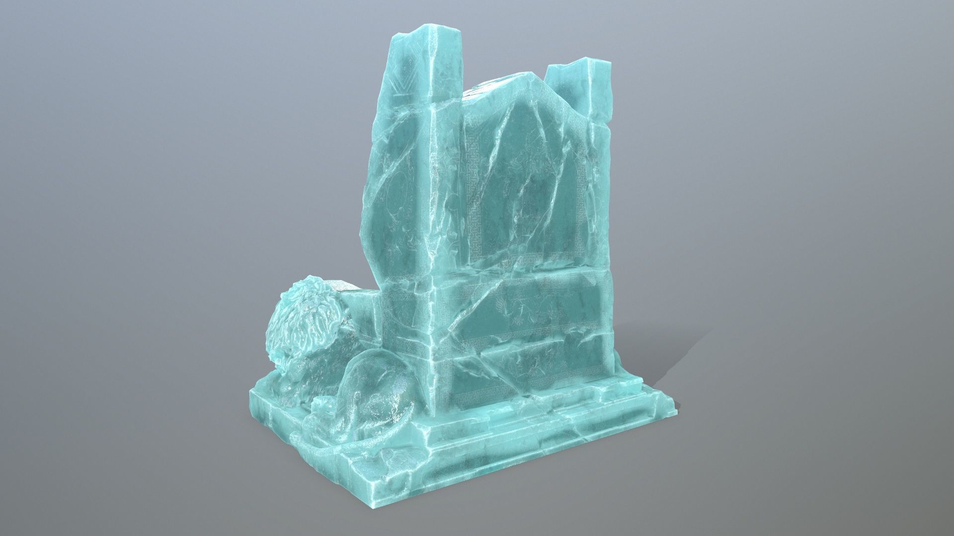 Ice Lion Throne Low-poly 3D model_5