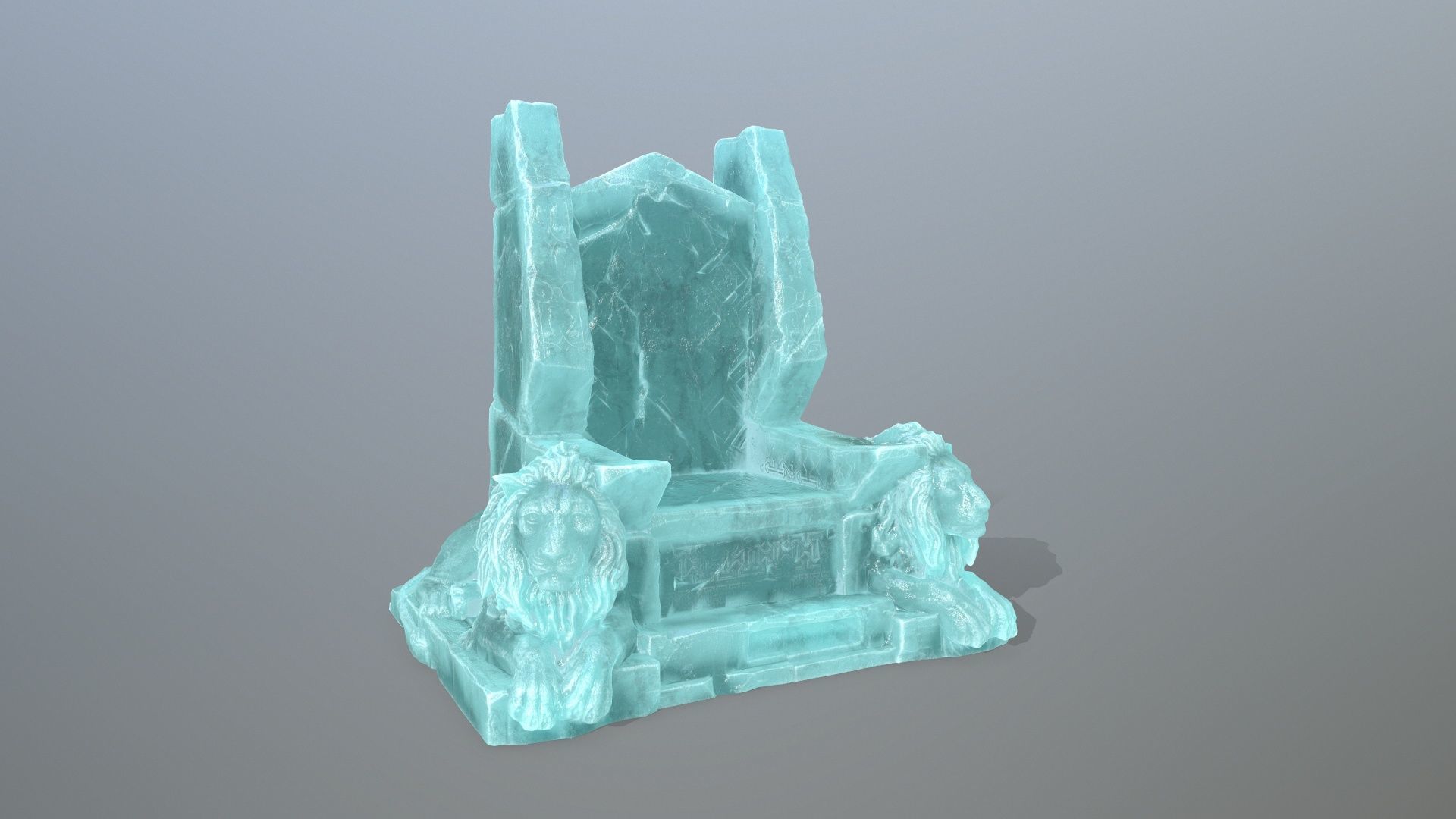 Ice Lion Throne Low-poly 3D model_10