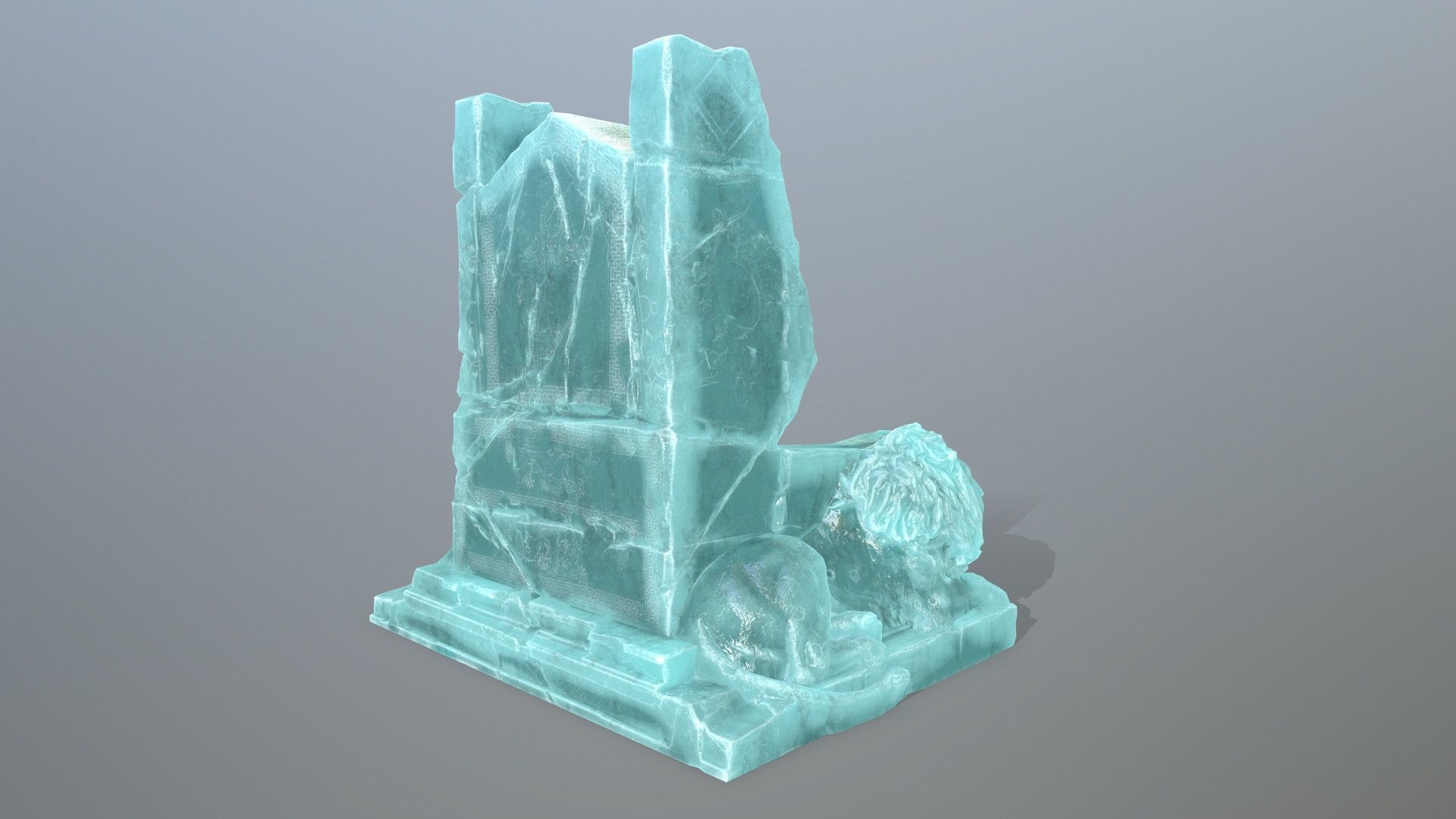 Ice Lion Throne Low-poly 3D model_7
