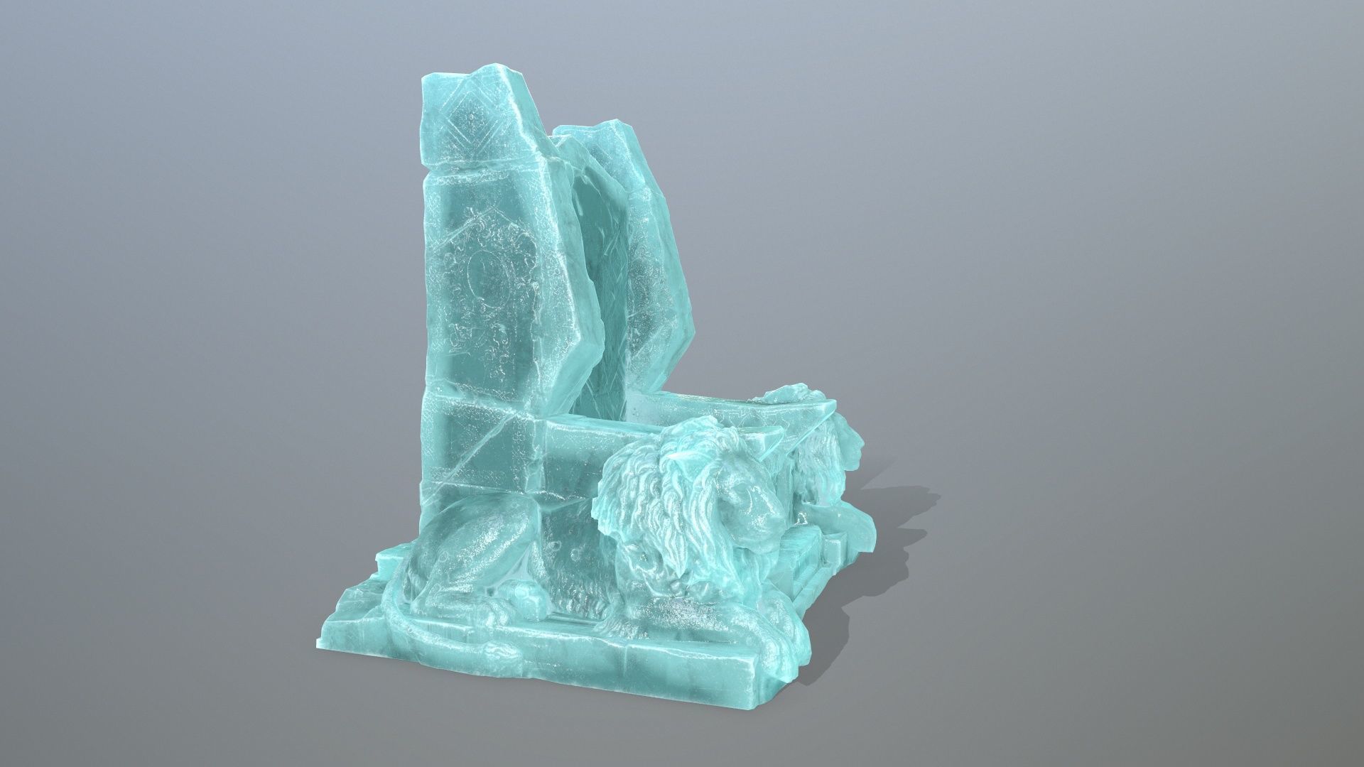 Ice Lion Throne Low-poly 3D model_9