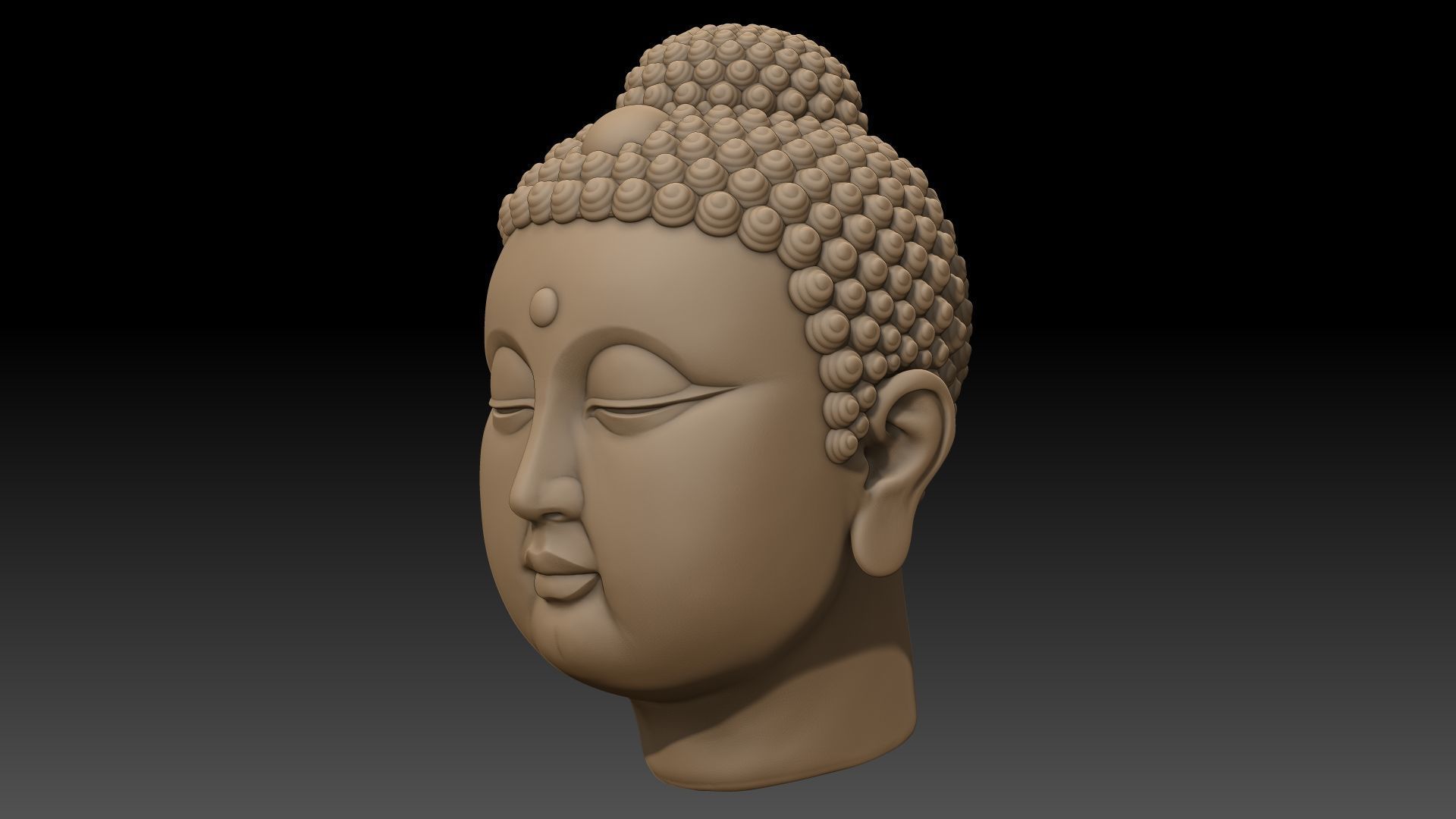 Gautama Buddha head sculpture 3D print model_5