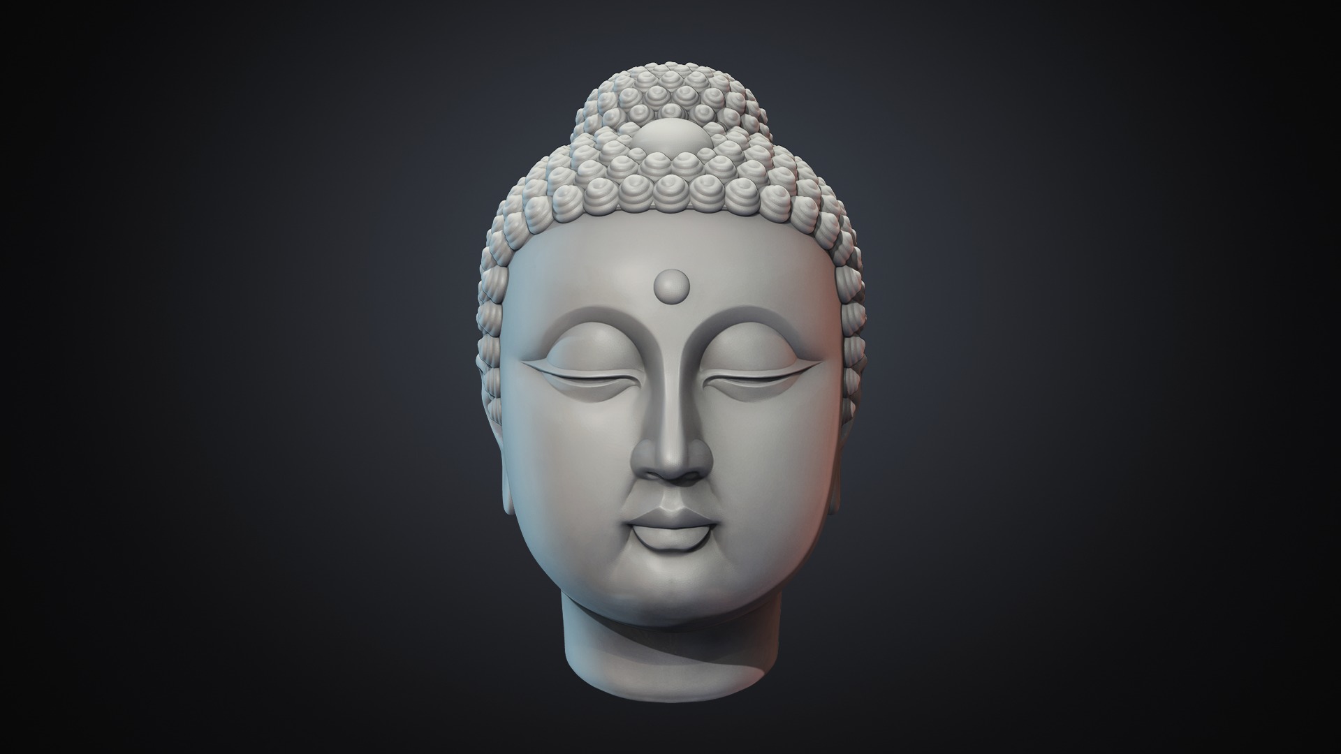 Gautama Buddha head sculpture 3D print model_2