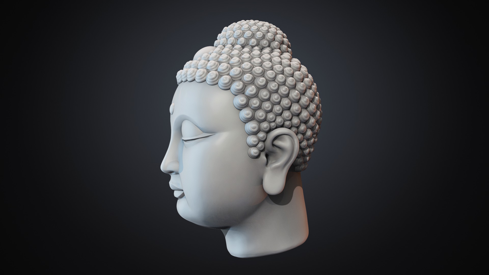 Gautama Buddha head sculpture 3D print model_3