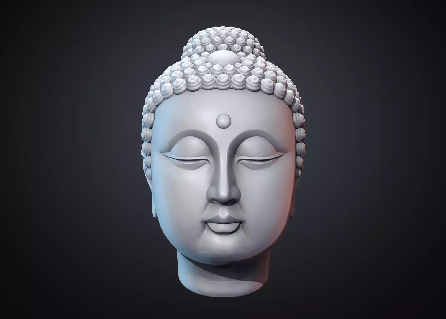 Gautama Buddha head sculpture 3D print model_0