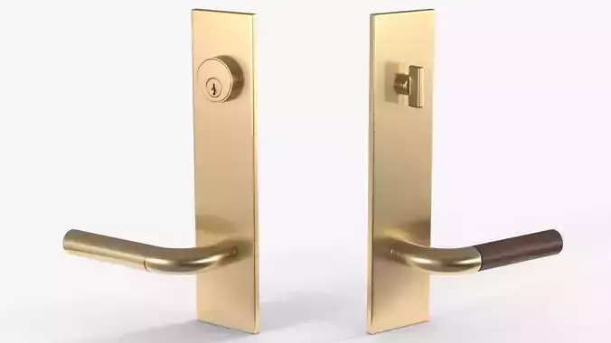 Tumalo Handle - Brass with Walnut Lever Exterior Door Hardware