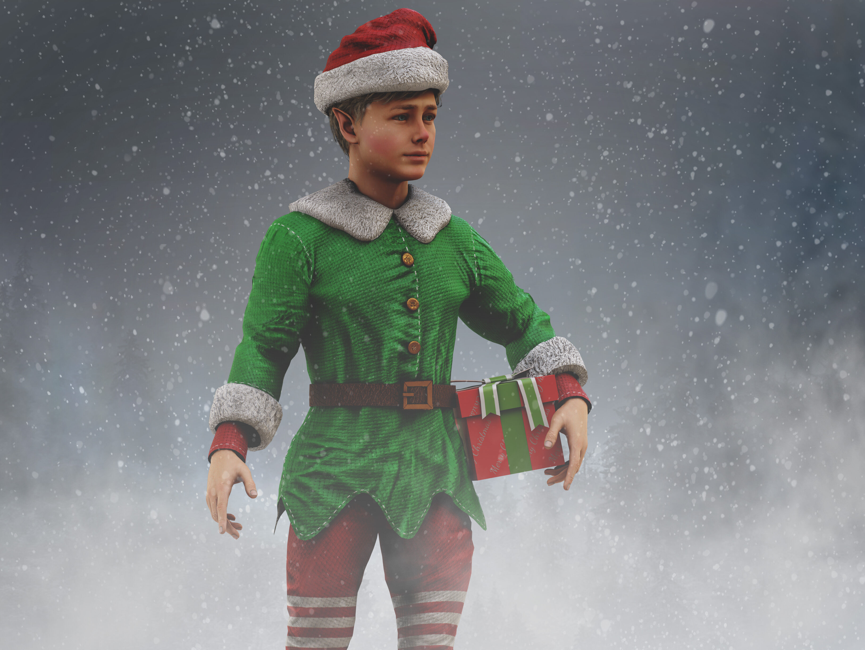 Christmas Elf Low-poly 3D model_10