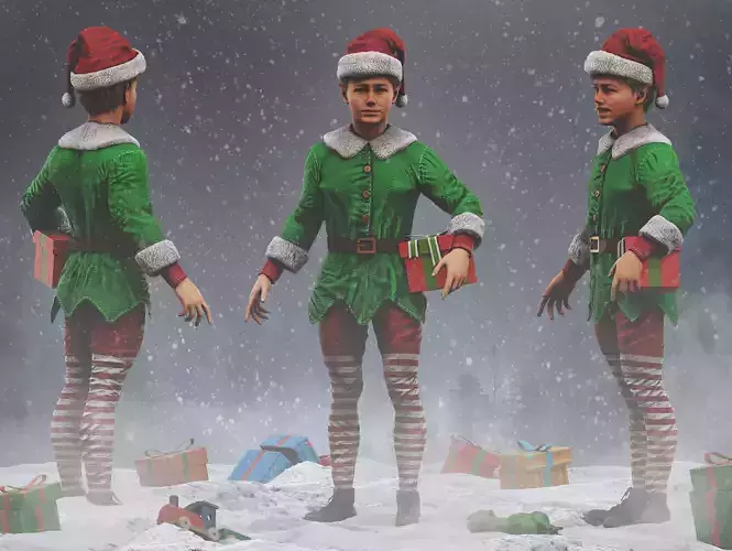 Christmas Elf Low-poly 3D model
