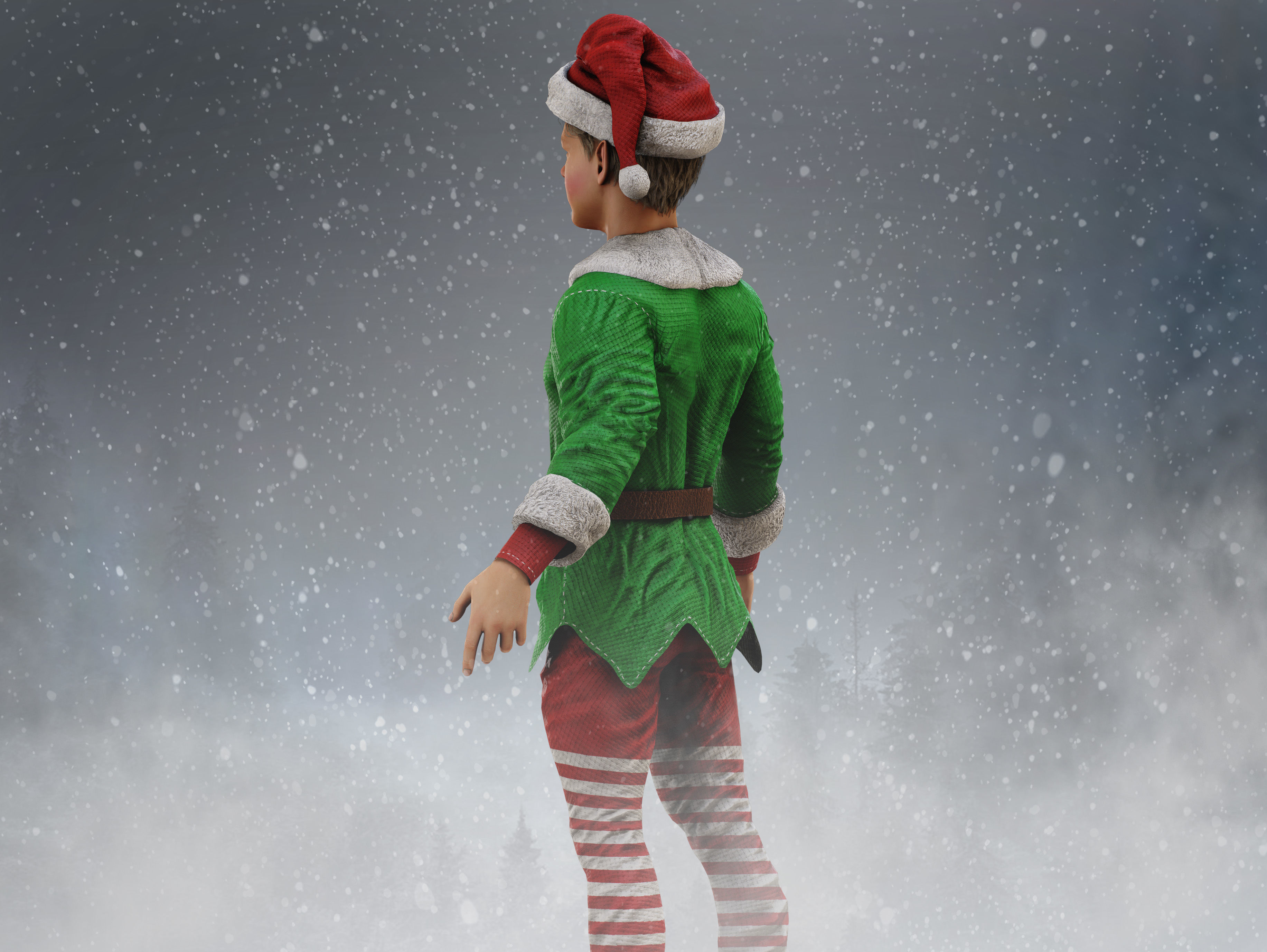 Christmas Elf Low-poly 3D model_6