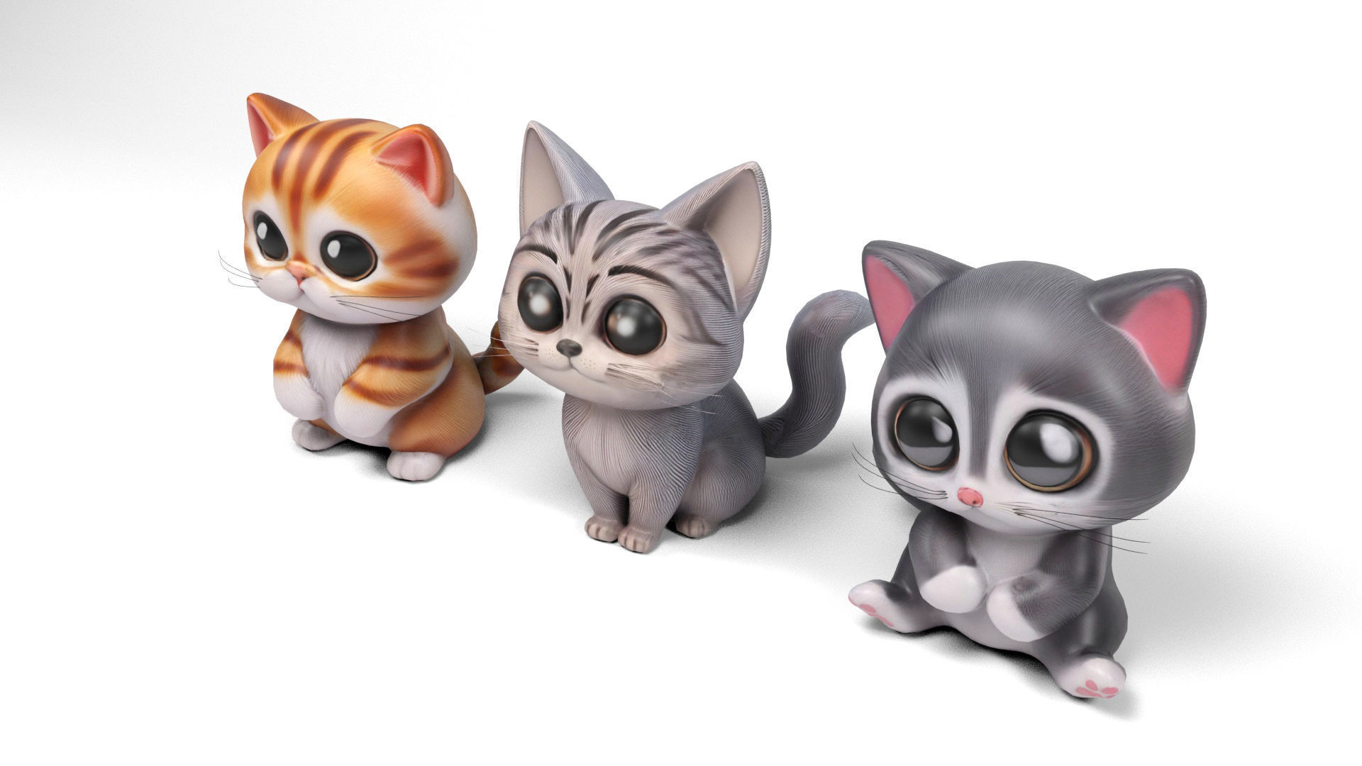 Funny cats Low-poly 3D model_4