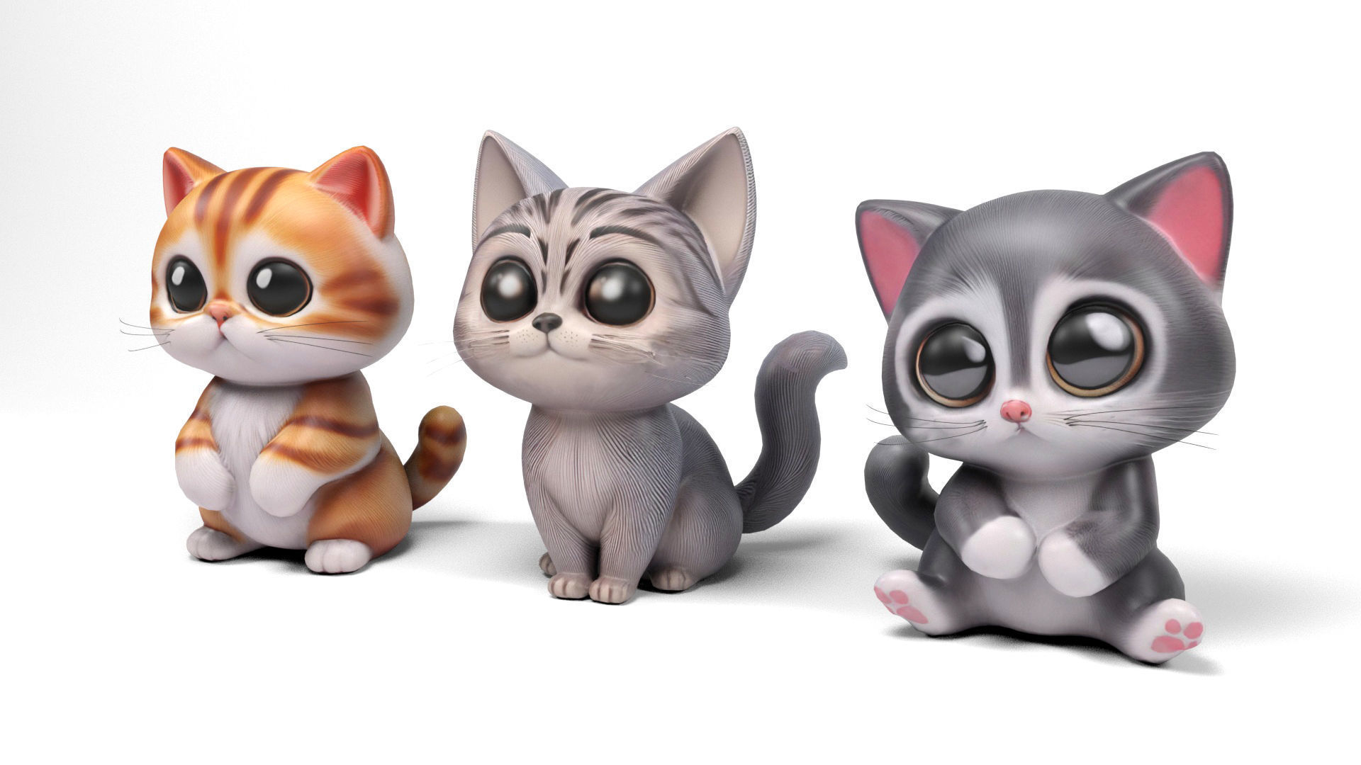 Funny cats Low-poly 3D model_1