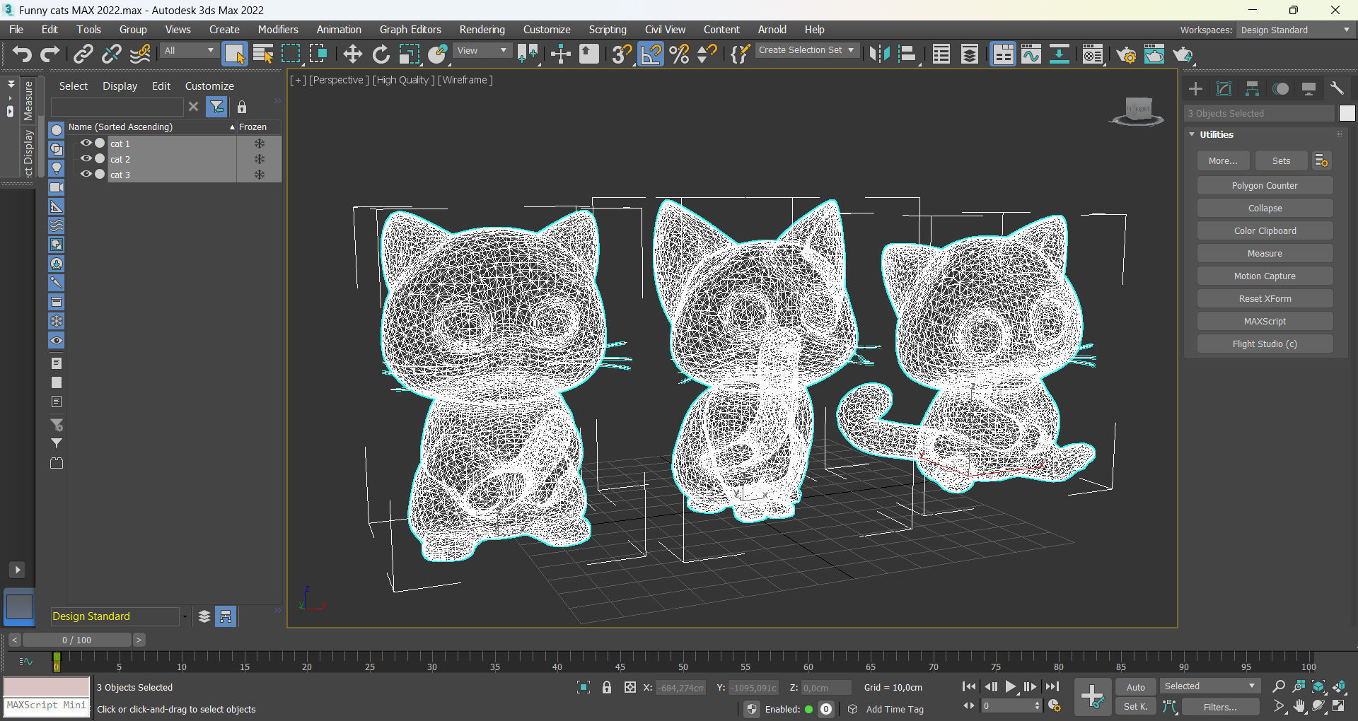 Funny cats Low-poly 3D model_12