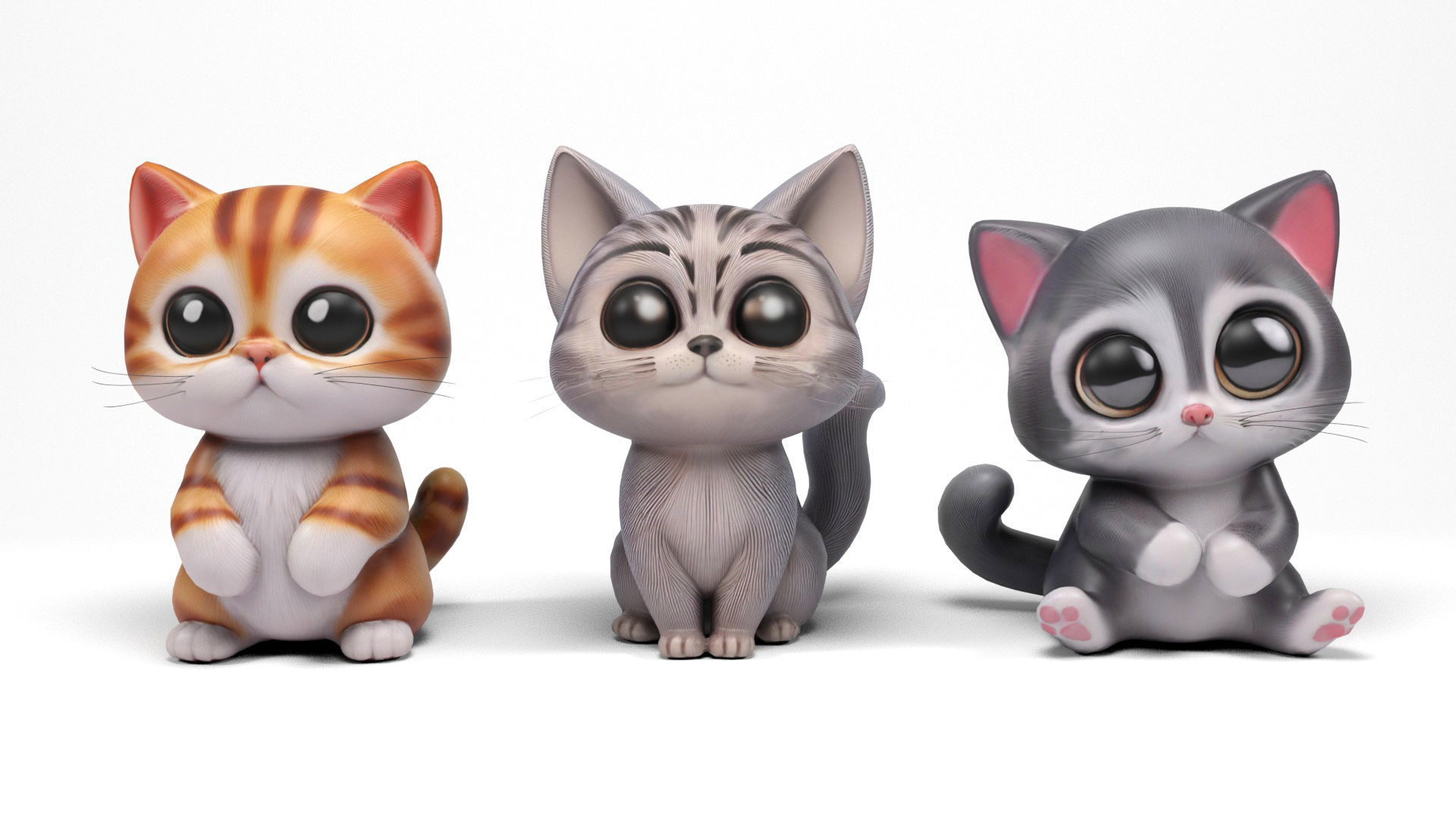 Funny cats Low-poly 3D model_3