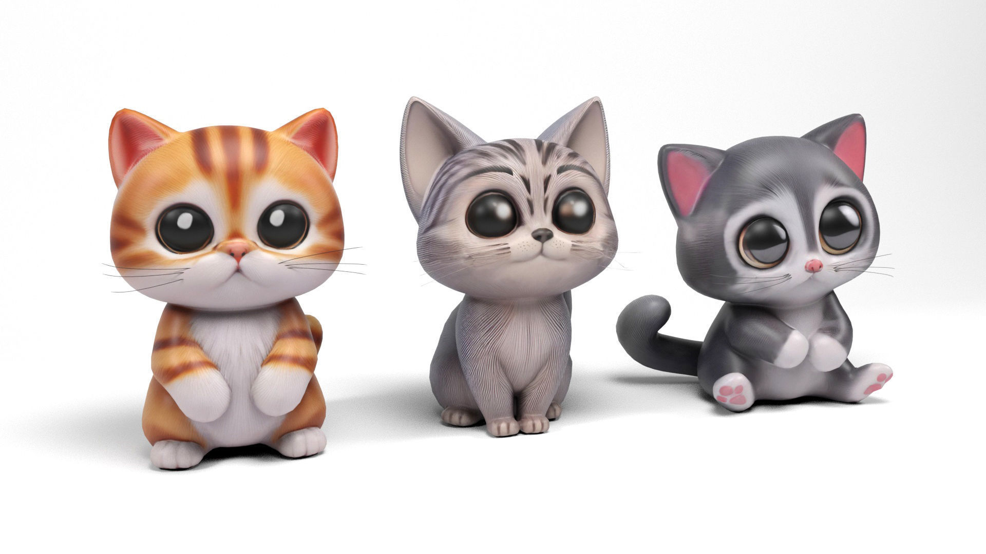Funny cats Low-poly 3D model_2