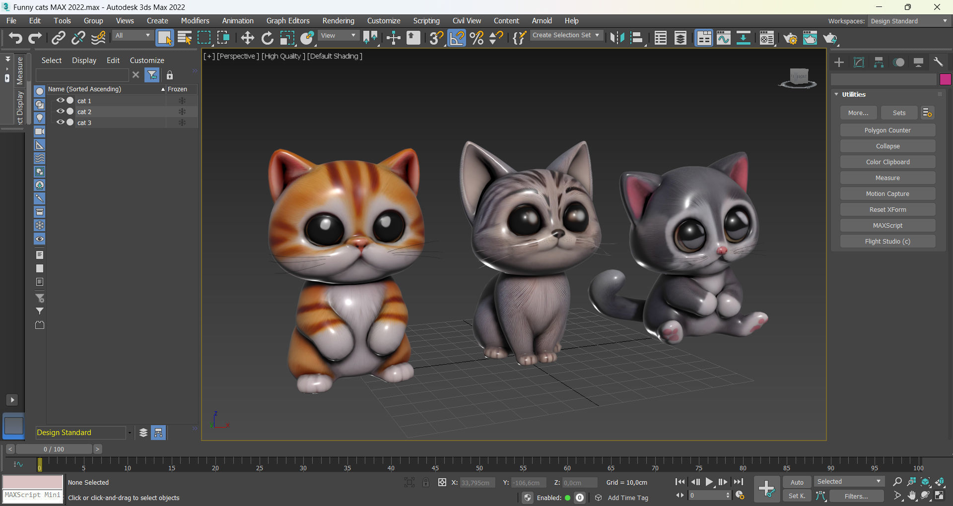 Funny cats Low-poly 3D model_11