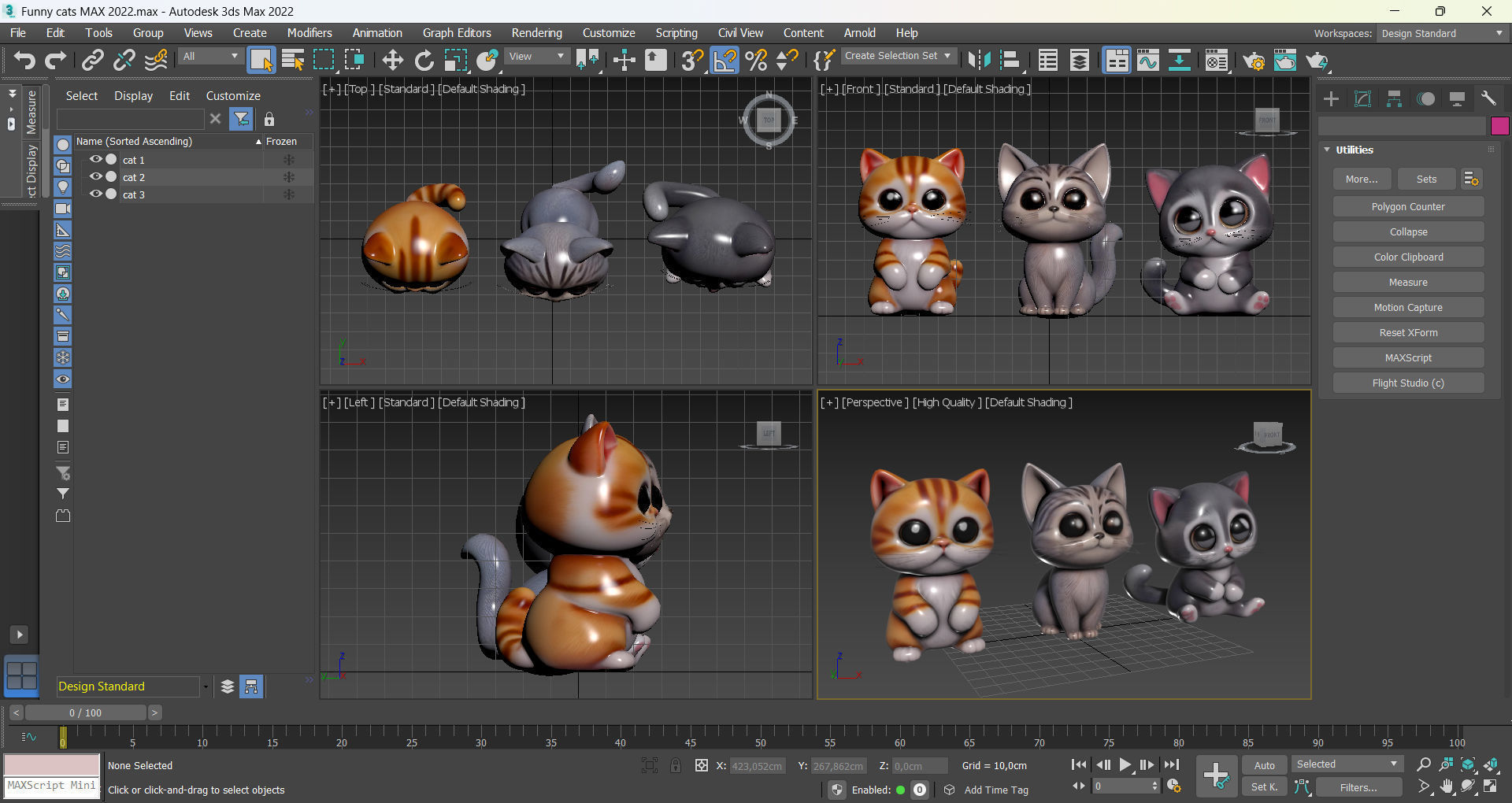 Funny cats Low-poly 3D model_10