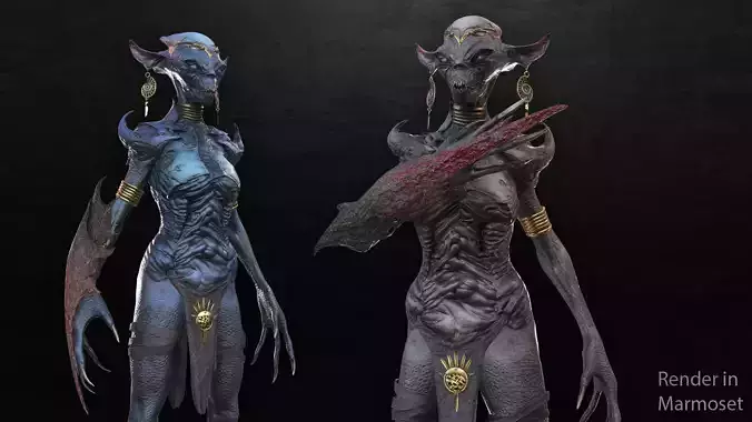 Demoness Druid - Game Ready Low-poly 3D model