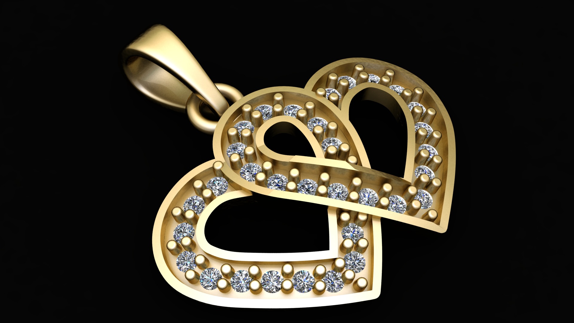 DOUBLE HEART STYLISH PENDANT 3D PRINTABLE MODEL 3D print model_1