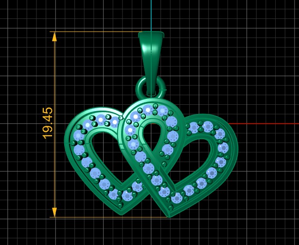 DOUBLE HEART STYLISH PENDANT 3D PRINTABLE MODEL 3D print model_3
