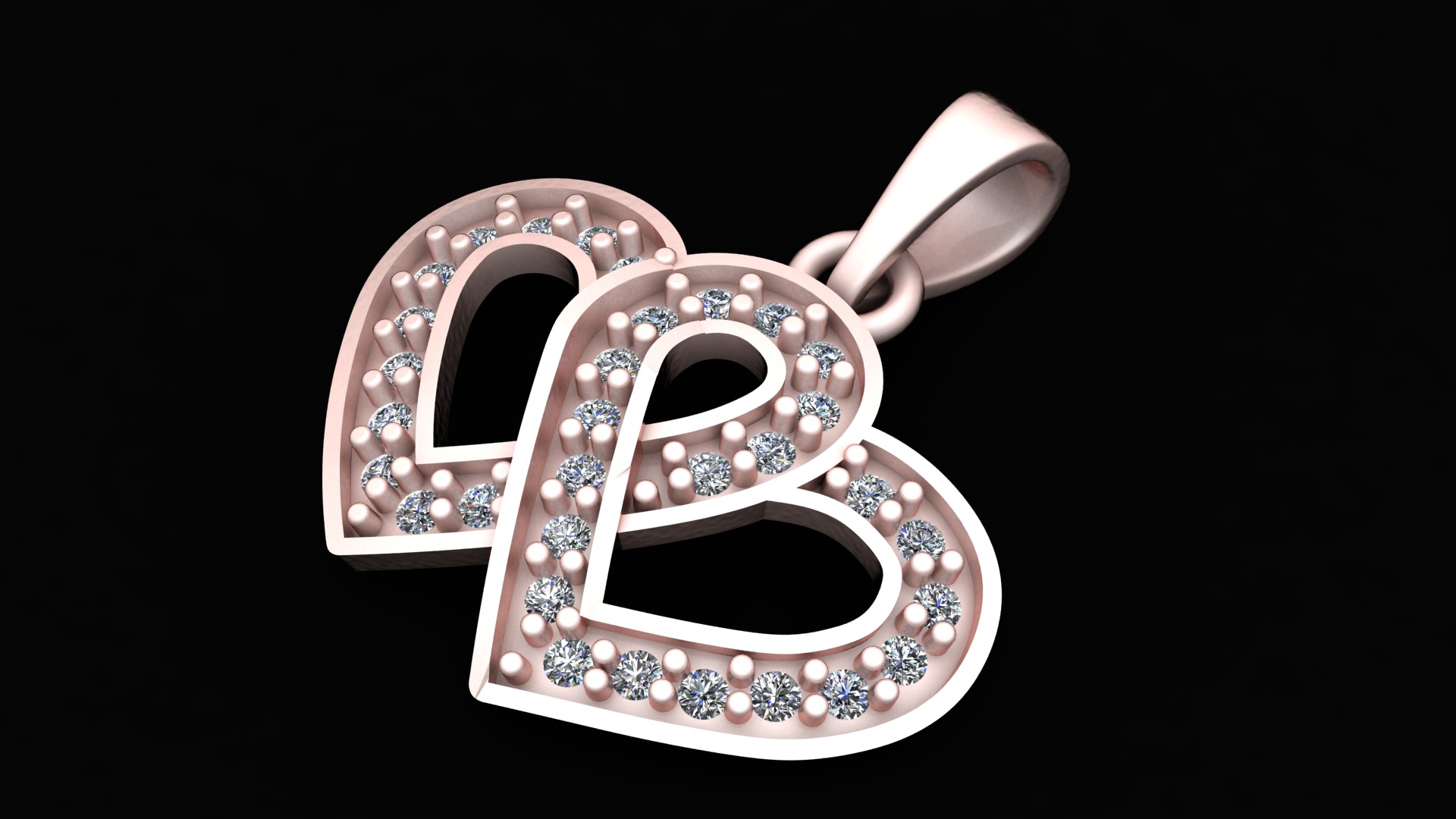 DOUBLE HEART STYLISH PENDANT 3D PRINTABLE MODEL 3D print model_2