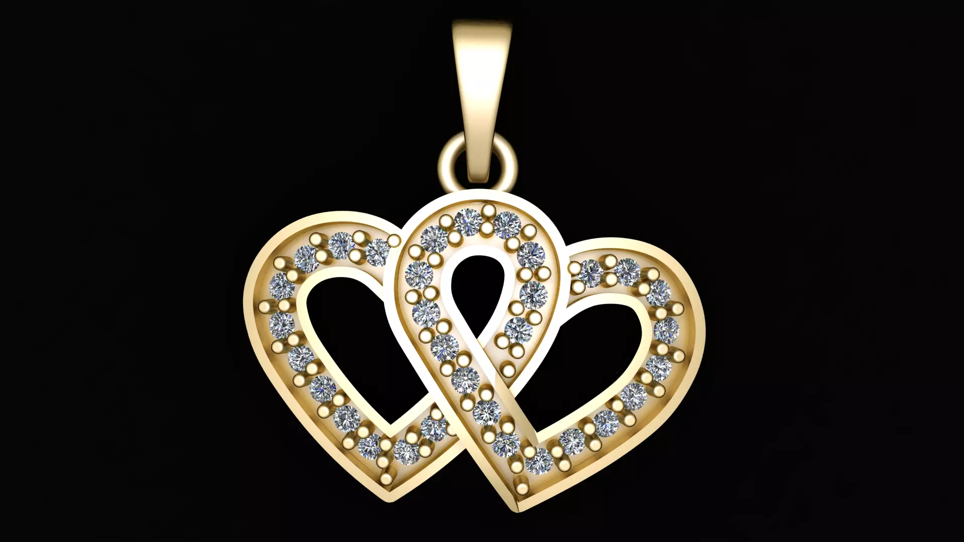 DOUBLE HEART STYLISH PENDANT 3D PRINTABLE MODEL 3D print model_0