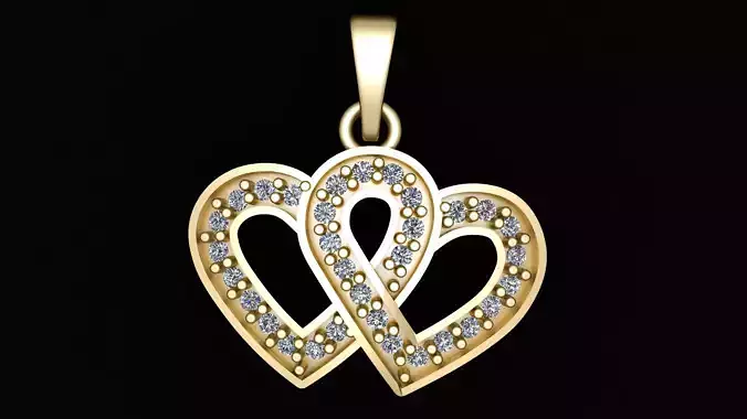 DOUBLE HEART STYLISH PENDANT 3D PRINTABLE MODEL